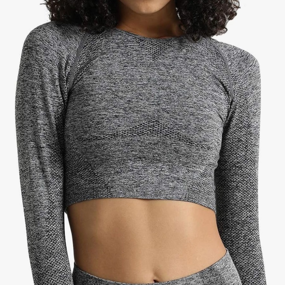 Gray Long Sleeve Crop Top
